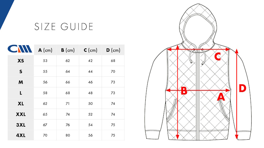 Sweat-shirt Colmic matelassée taille 4XL Veste avec permeture eclair
