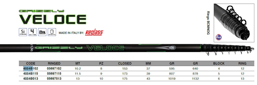 Maver Grizzly Veloce 11.5 m Canne à Pêche Téléréglable Truite Carbone Ruisseau